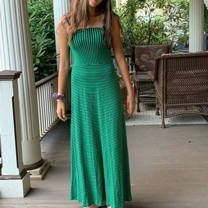 Green and black stripped dress